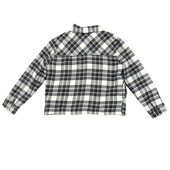 Lucky Brand Long Sleeve Snap Front Plaid Sherpa Lined Flannel Shacket Size M - Picture 3 of 6
